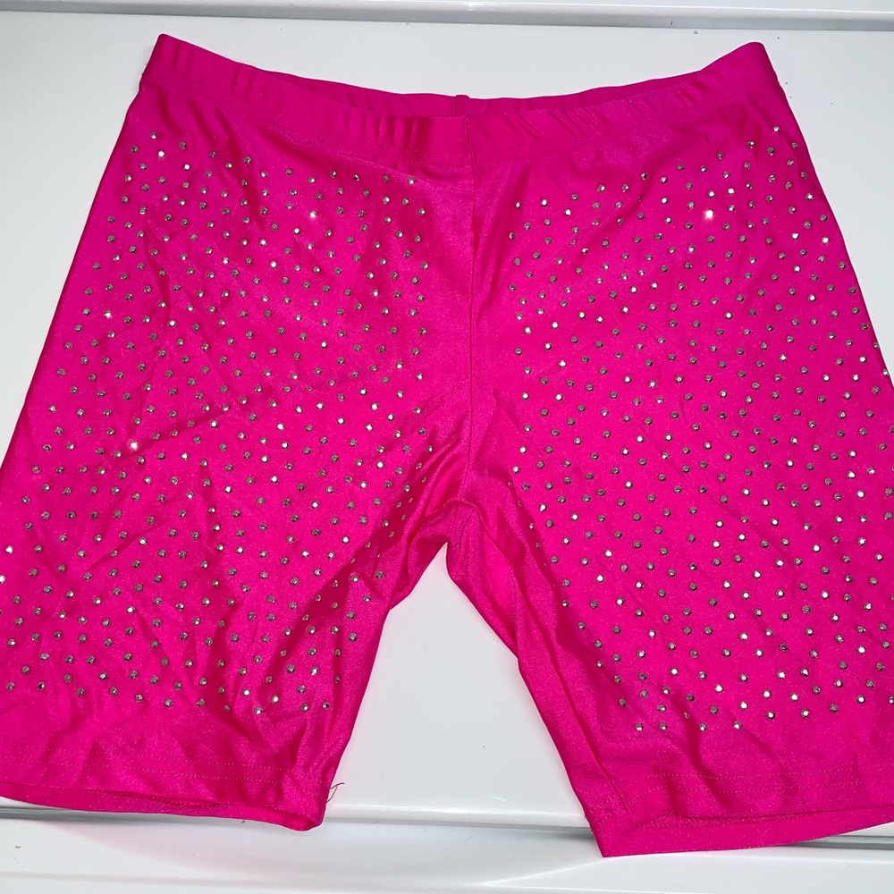 Hot Pink Diamond Studded Biker Shorts